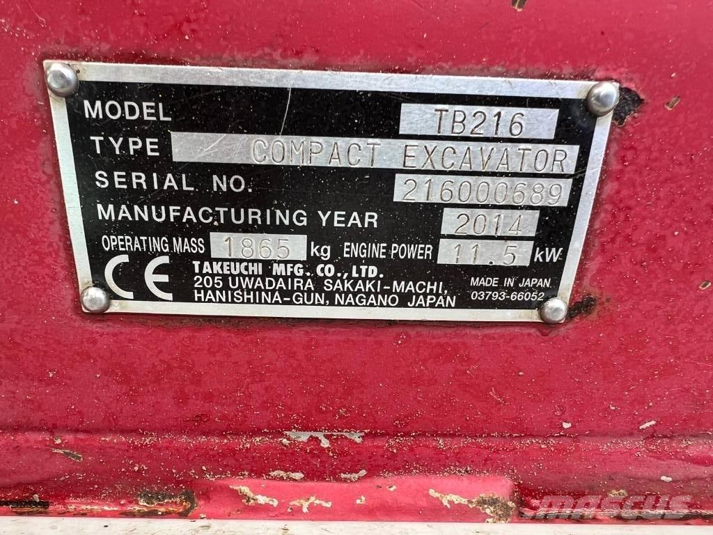 Takeuchi TB 216 小型挖掘机