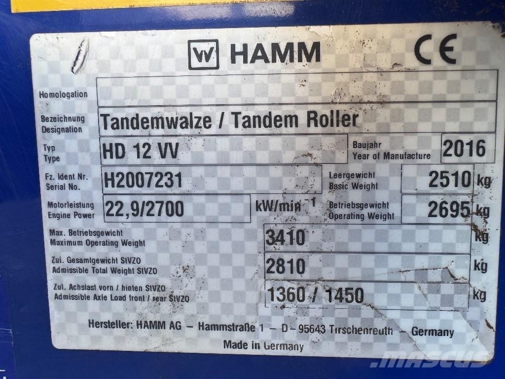 Hamm HD 12 VV 双轮压路机