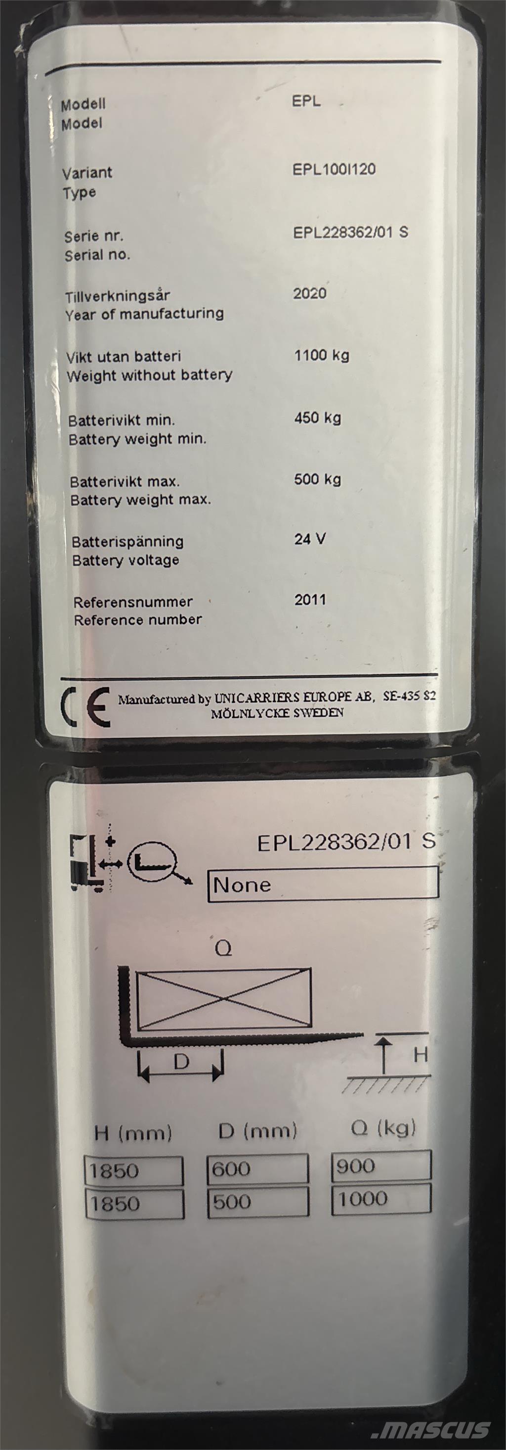 UniCarriers EPL100 低架装载机