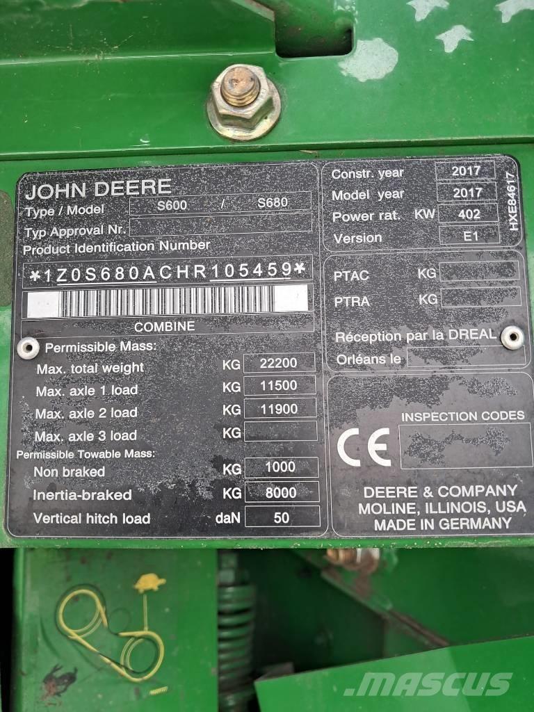 John Deere S 680 i 联合收割机