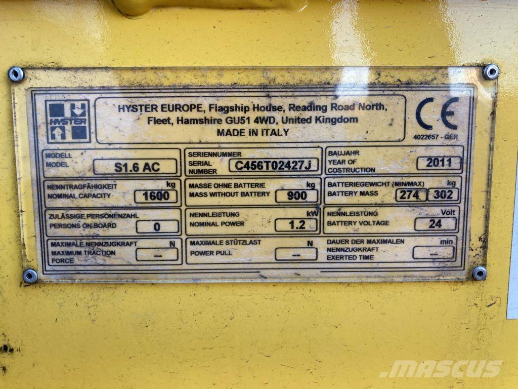 Hyster S 1.6 AC 手推堆垛车