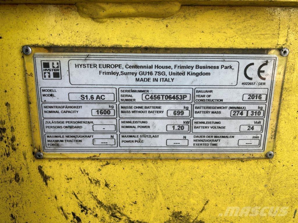 Hyster S 1.6 AC 手推堆垛车