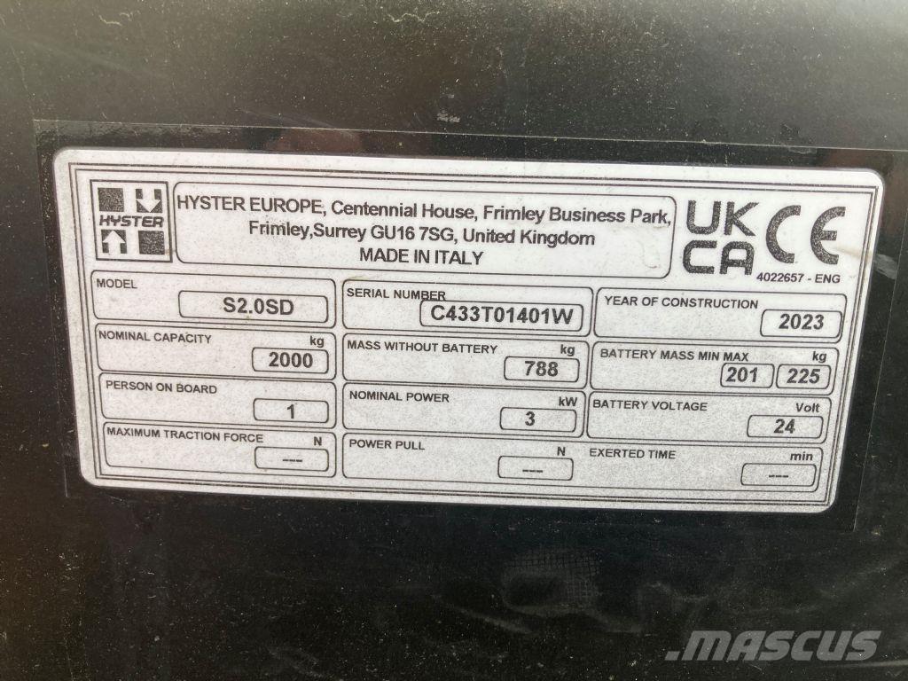 Hyster S 2.0SD 手推堆垛车