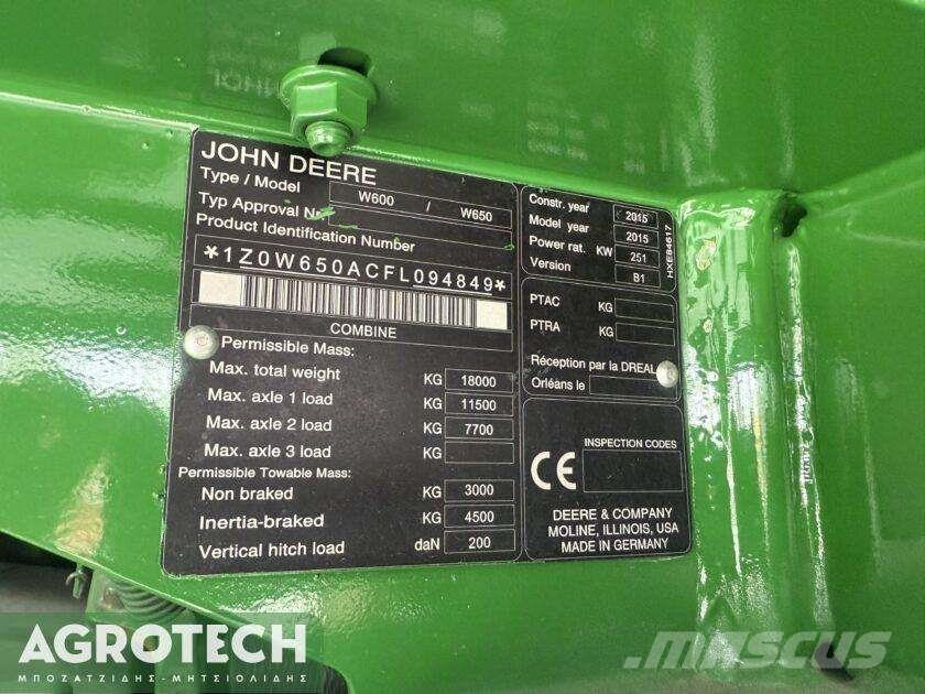 John Deere W650 拖拉机/农用车