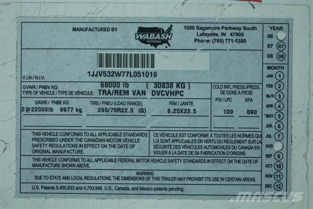 Wabash DVCVHPC 厢式拖车