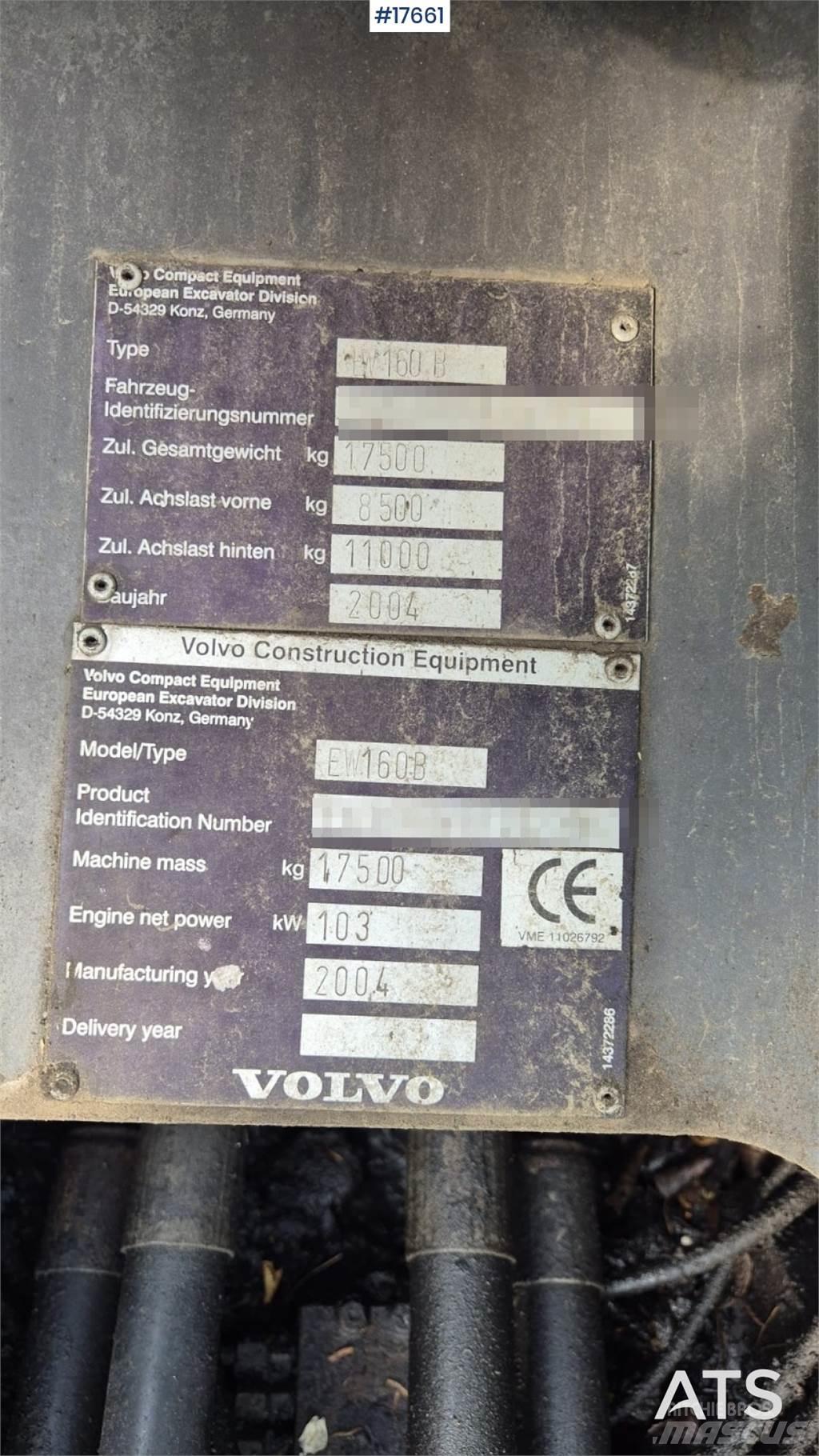 Volvo EW 160B 轮式挖掘机