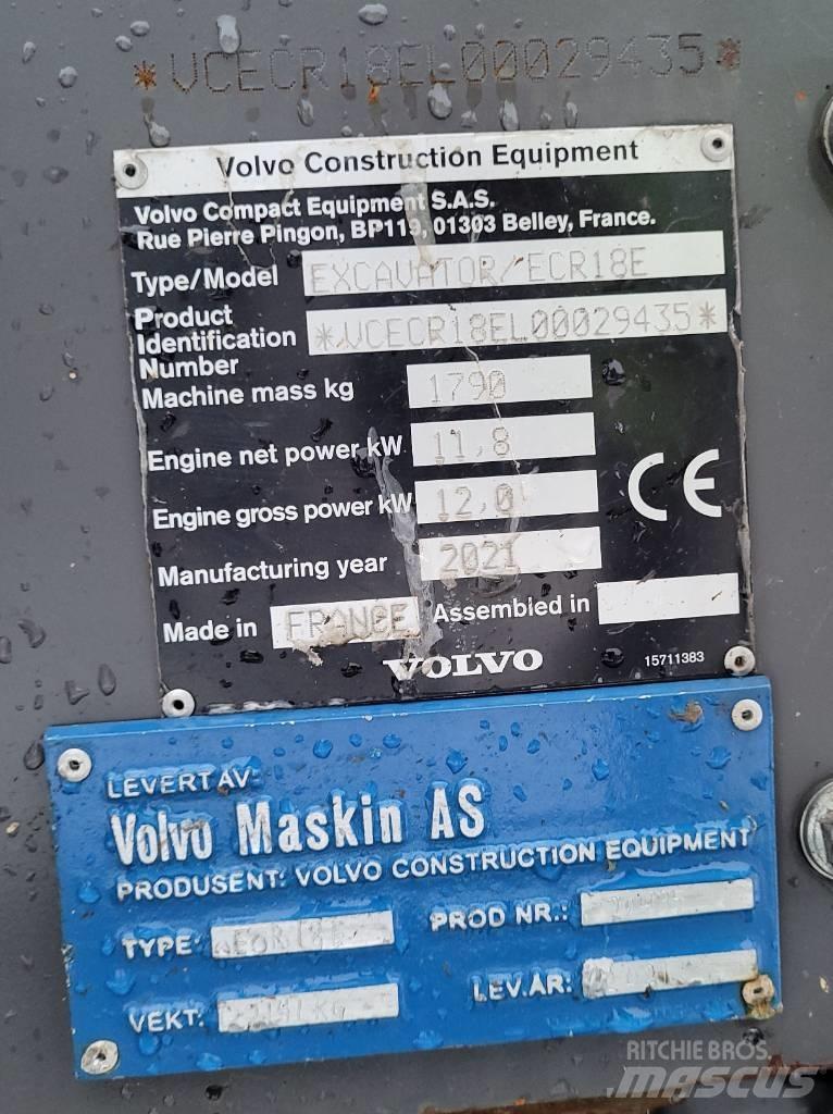 Volvo ECR18E 小型挖掘机