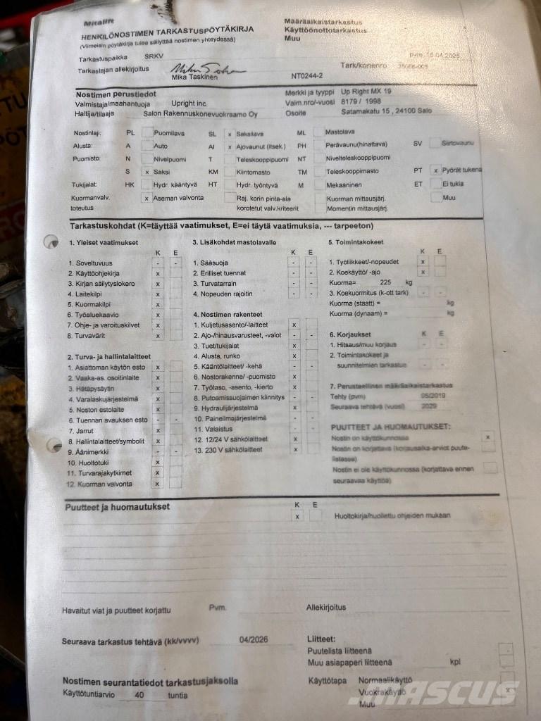 UpRight MX19 剪叉式升降机