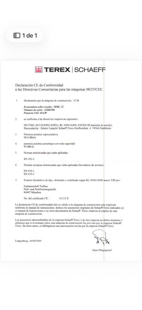 Terex HML 32 轮式挖掘机