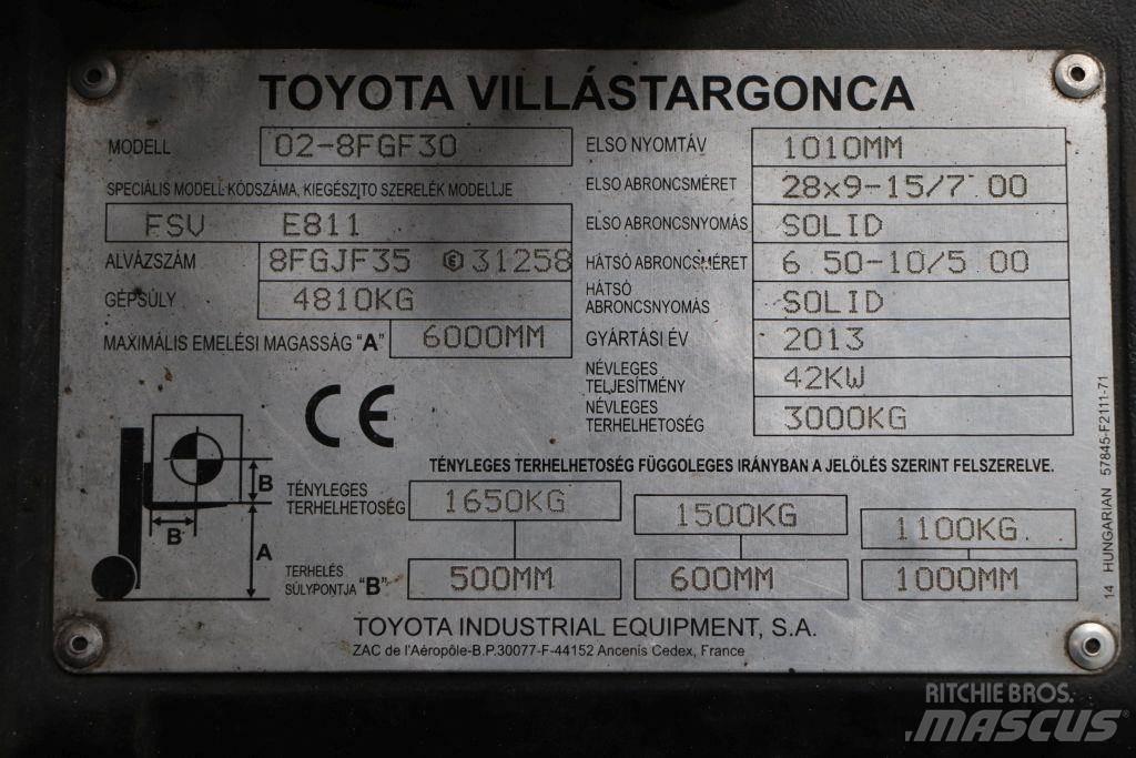 Toyota 02-8FGF30 天然气叉车