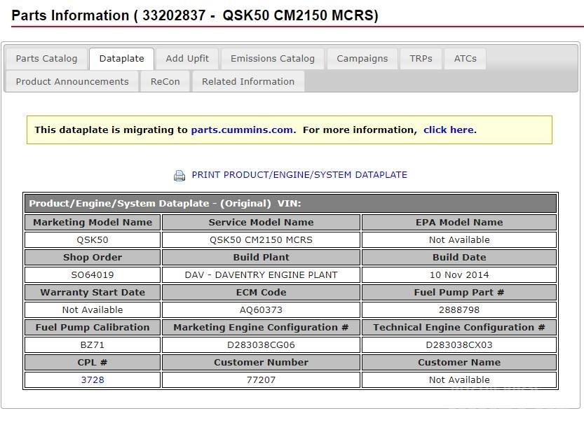 Cummins QSK50TA 发动机