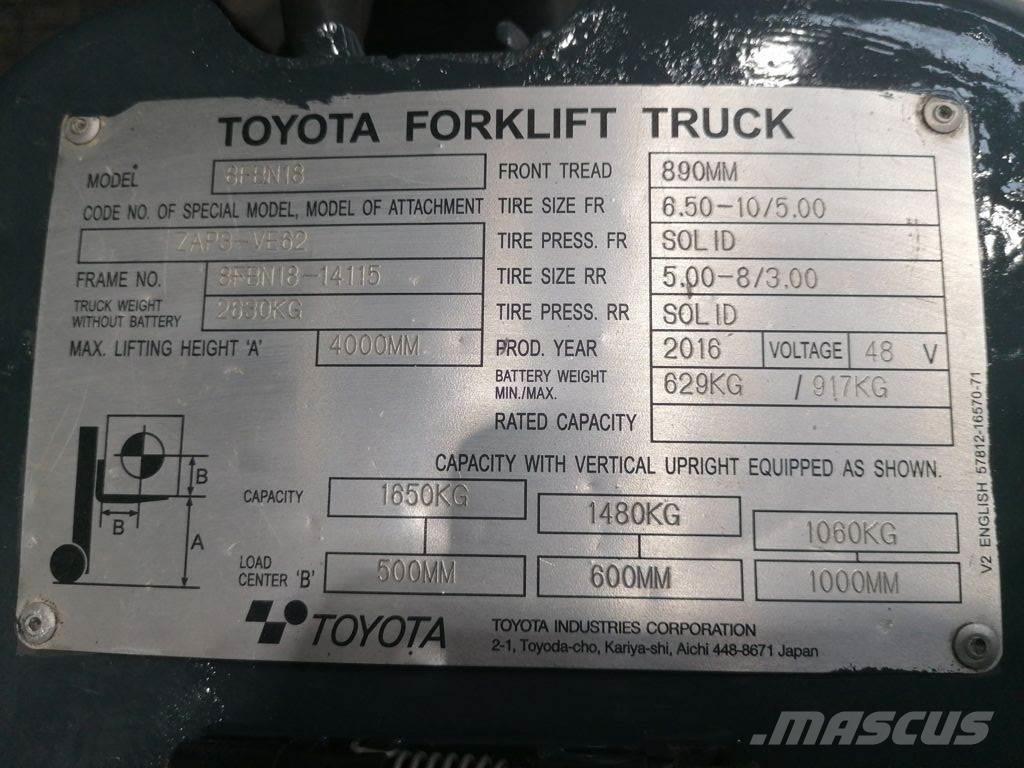 Toyota 8FBN18 电动叉车