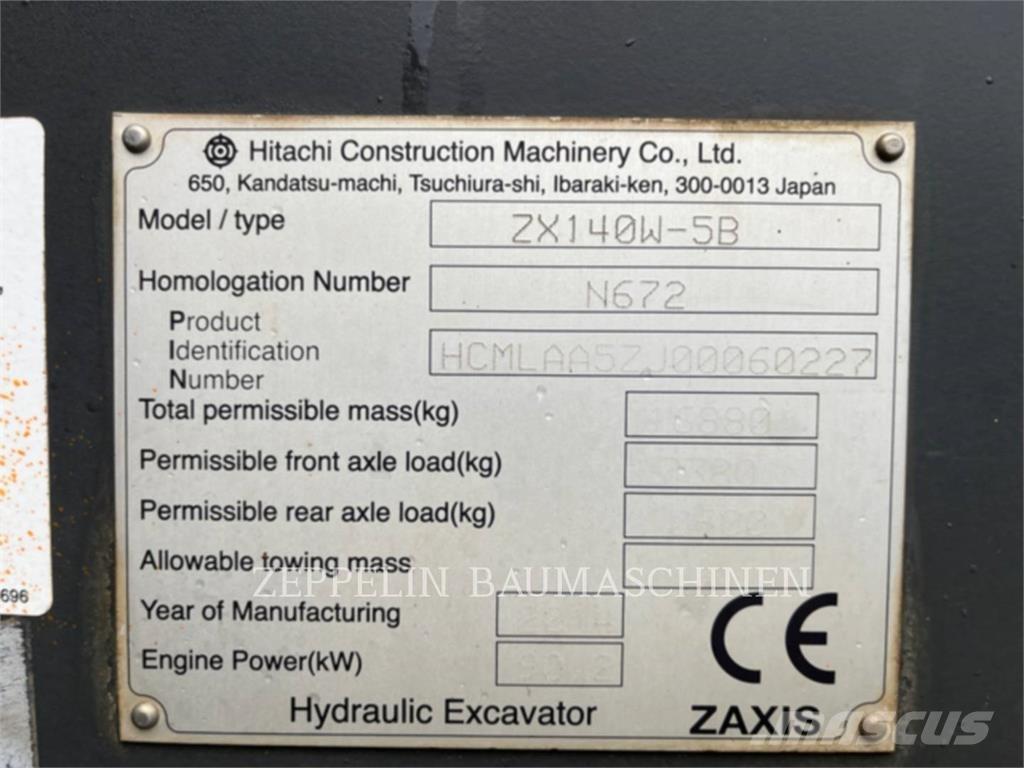 Hitachi ZX140W-5 轮式挖掘机