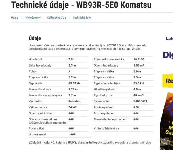 Komatsu WB 93 R 反铲装载机