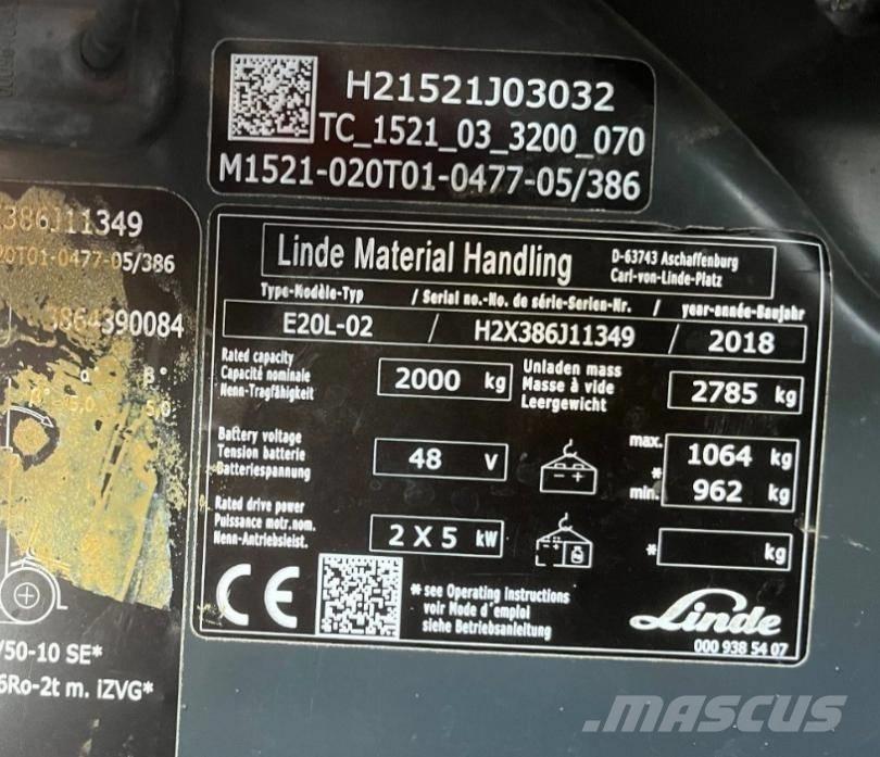 Linde E20L-02-386 电动叉车