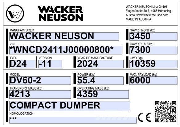 Wacker Neuson DV60-2 履带式自卸车