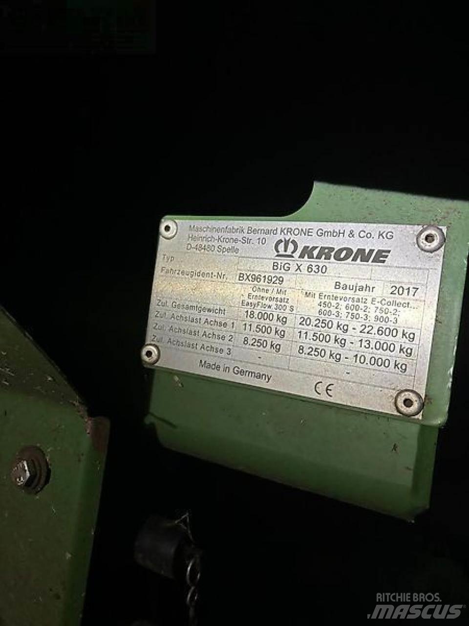 Krone big x 630 自走式青贮饲料收割机
