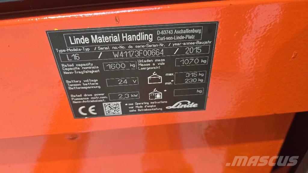 Linde L 16 手推堆垛车