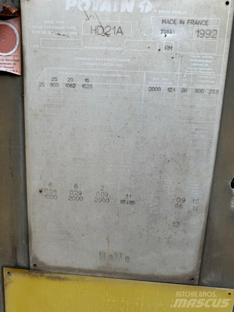 Potain HD 21 A 塔式起重机