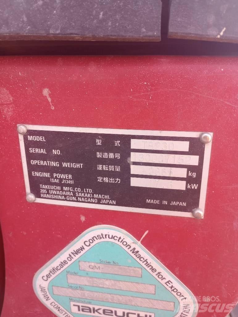 Takeuchi TB230RA 钻孔机械设备配件