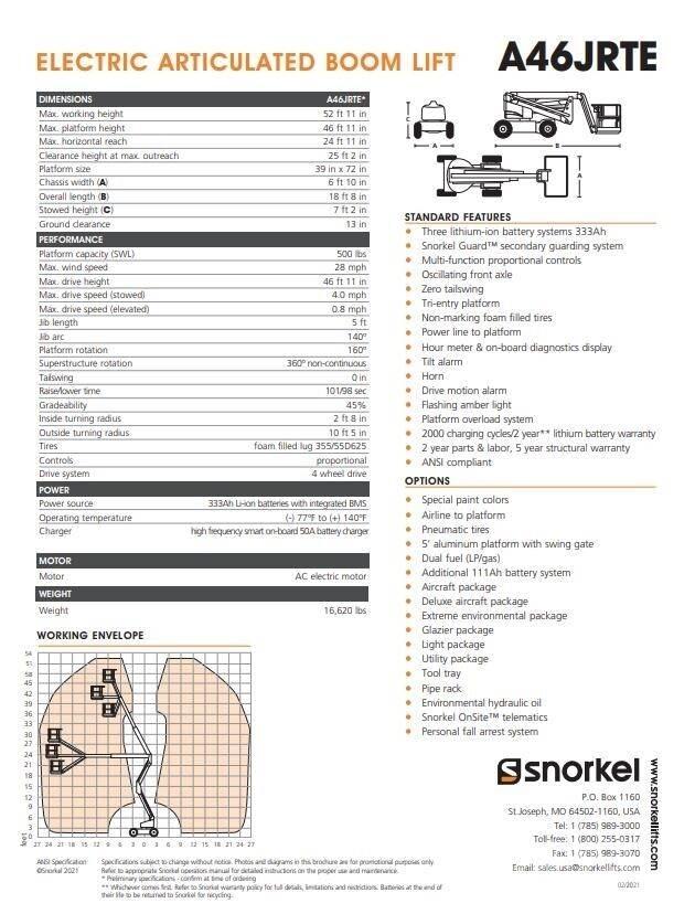 Snorkel A46JRTE 曲臂高空工作平台