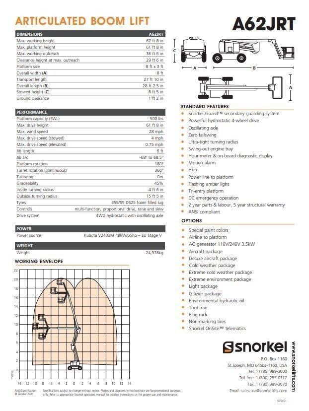Snorkel A62JRT 曲臂高空工作平台