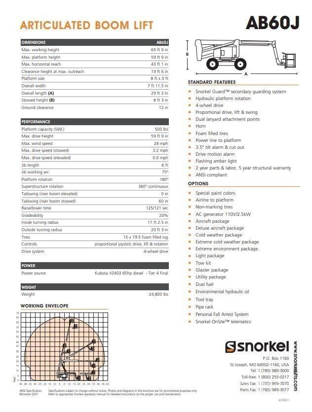 Snorkel AB60J 曲臂高空工作平台