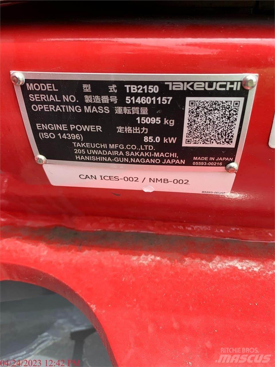 Takeuchi TB2150 履带挖掘机