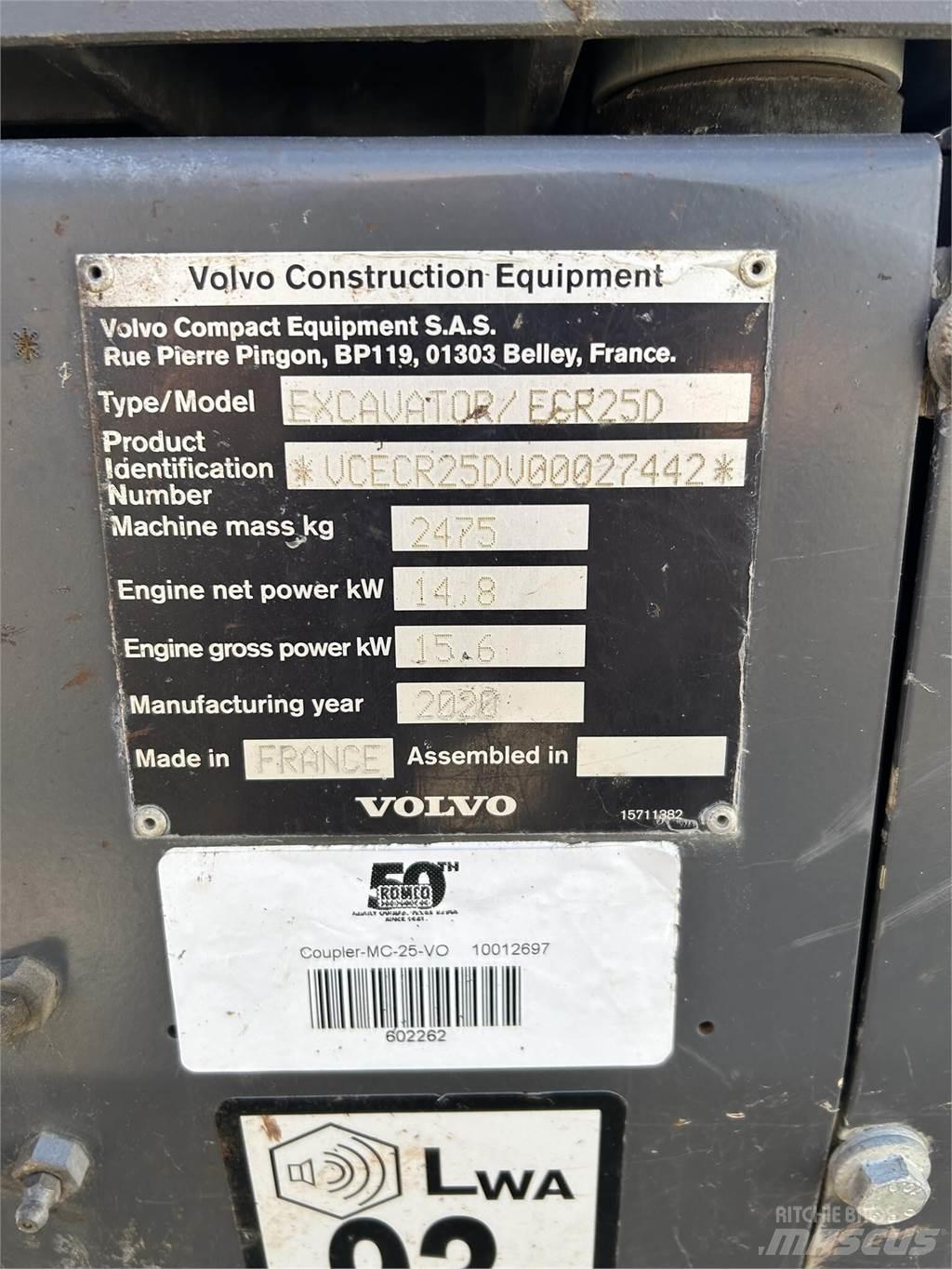 Volvo ECR25D 小型挖掘机