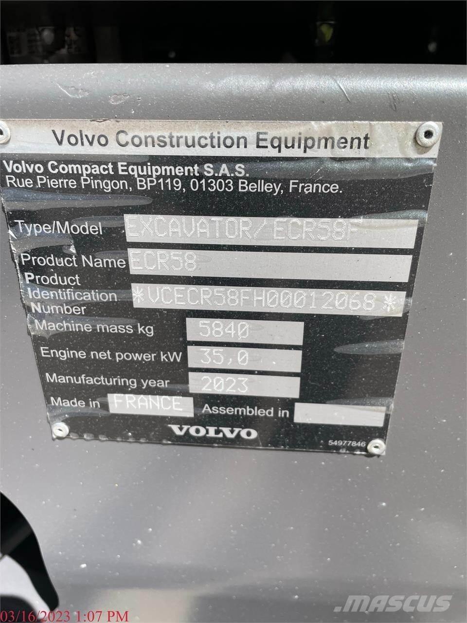 Volvo ECR58F 履带挖掘机