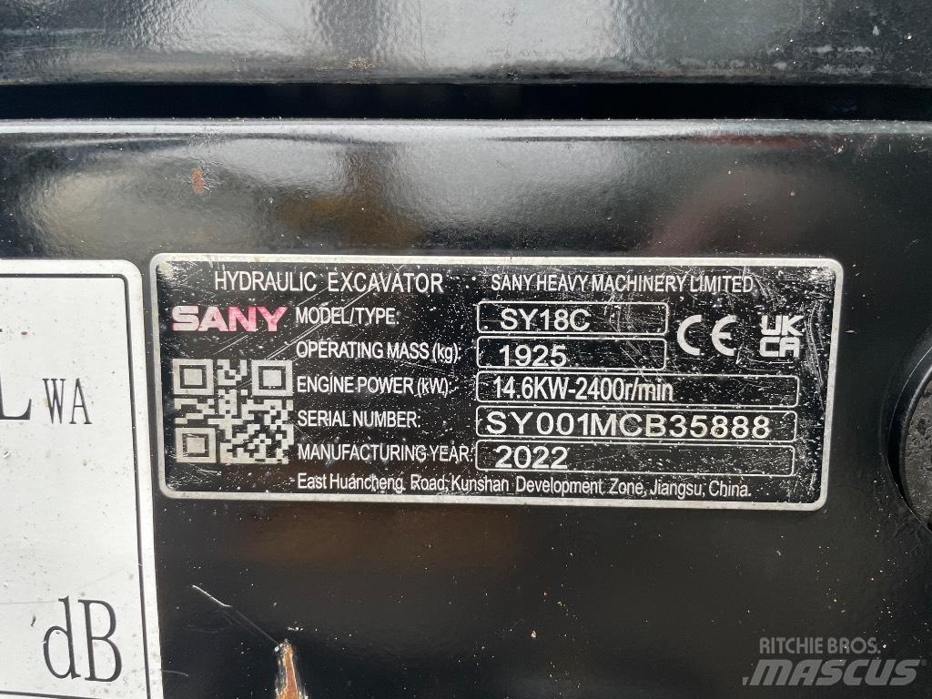 Sany SY 18 C 小型挖掘机