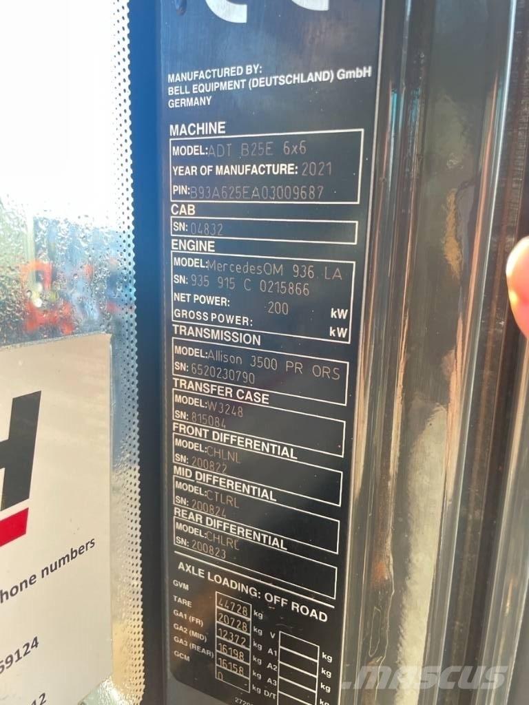 Bell B 25 E EPA 铰接式自卸车
