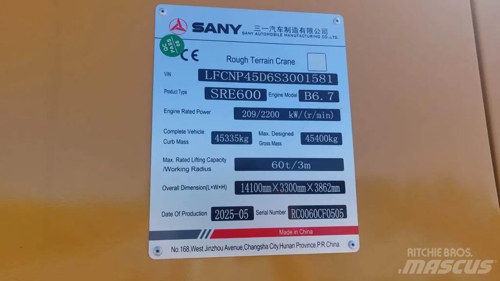 Sany SRE600 越野轮胎起重机︳越野吊︳越野起重机︳移动式起重机