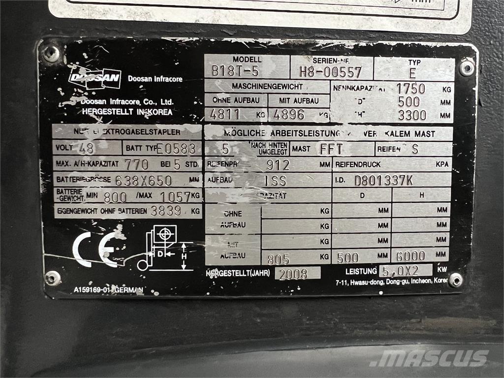 Doosan B18T-5 电动叉车