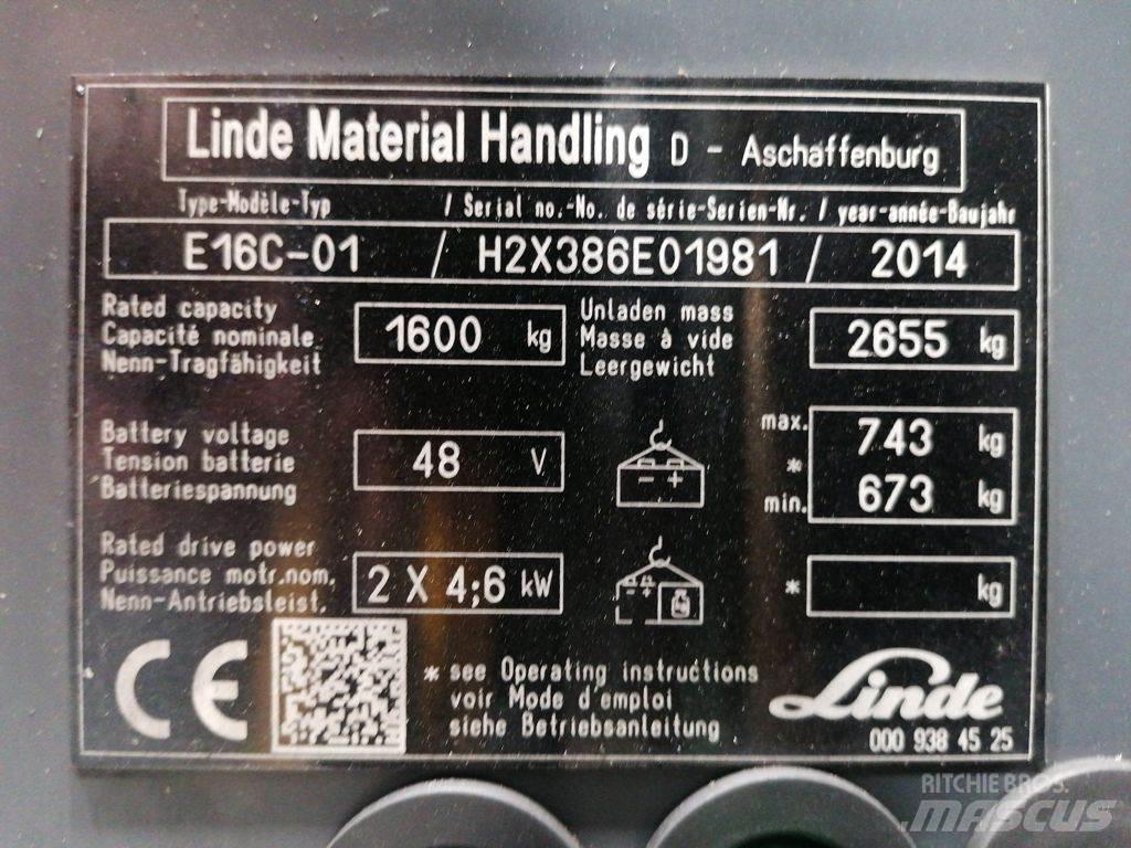 Linde E16C-01 电动叉车