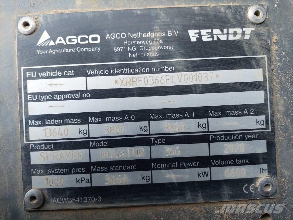 Fendt ROGATOR 366 牵引式喷雾机
