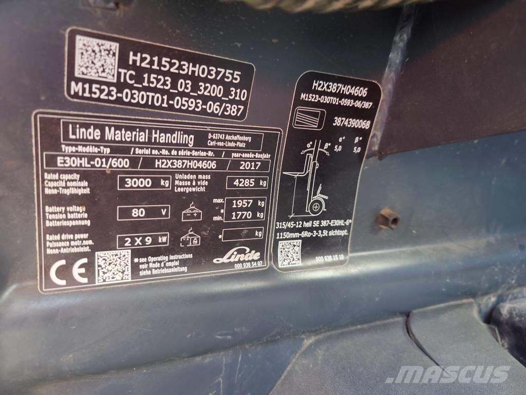 Linde E30/600HL/387 电动叉车