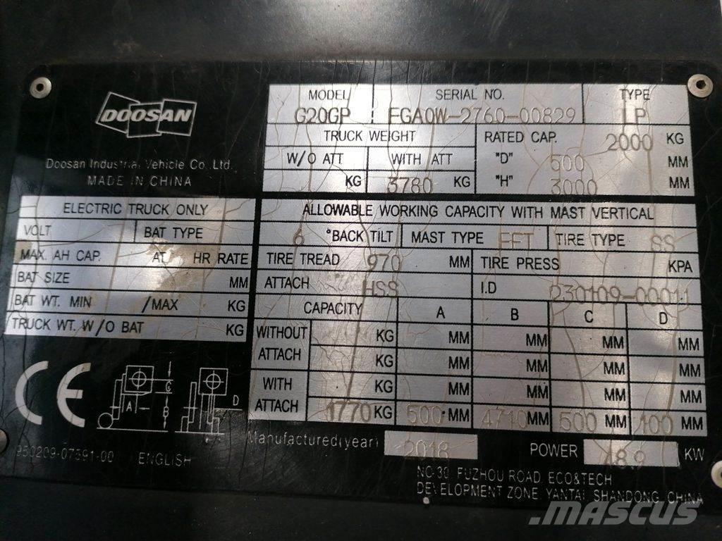 Doosan G20GP 天然气叉车