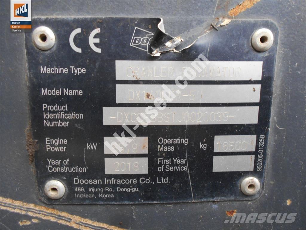 Doosan DX 140 LCR-5 履带挖掘机