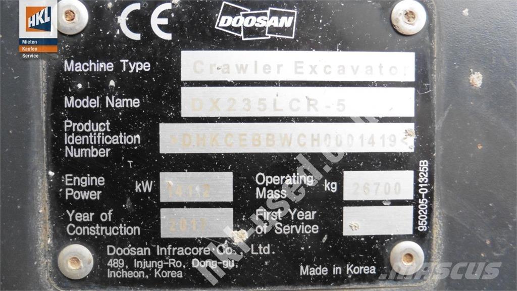 Doosan DX 235 LCR-5 履带挖掘机