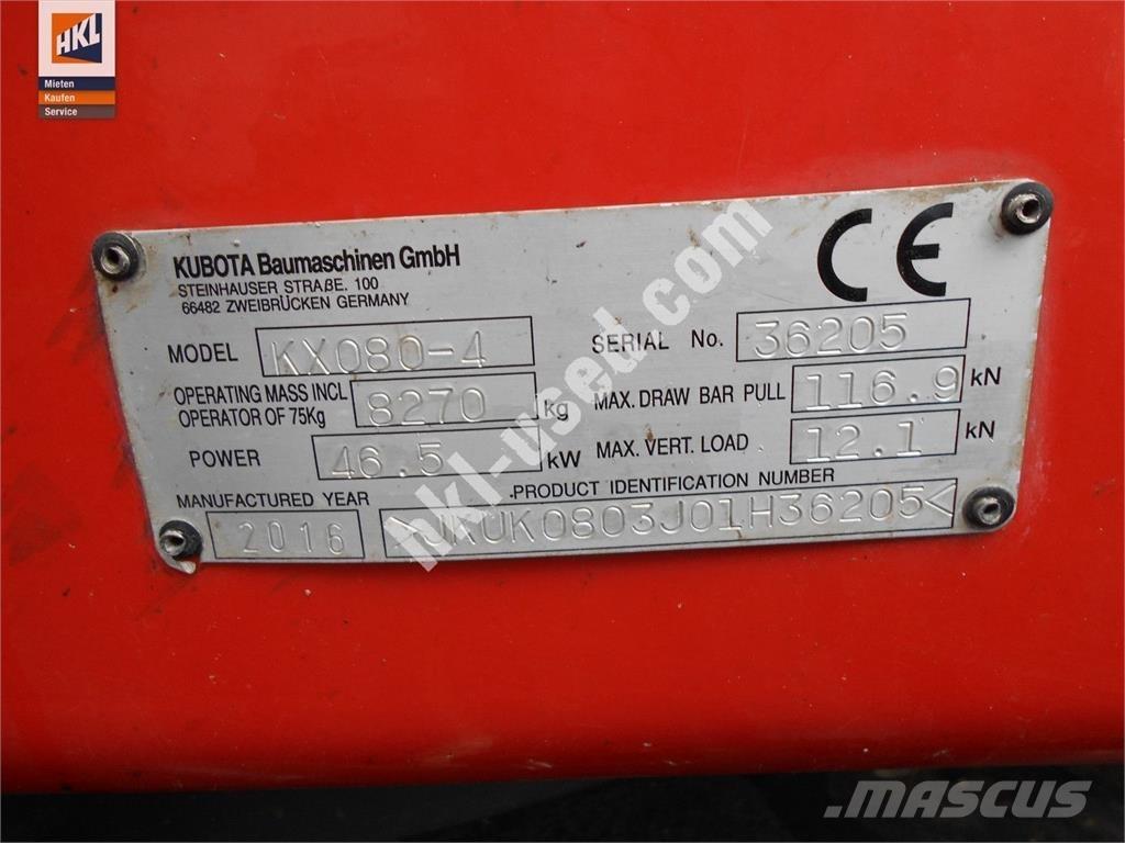 Kubota KX 080-4 小型挖掘机