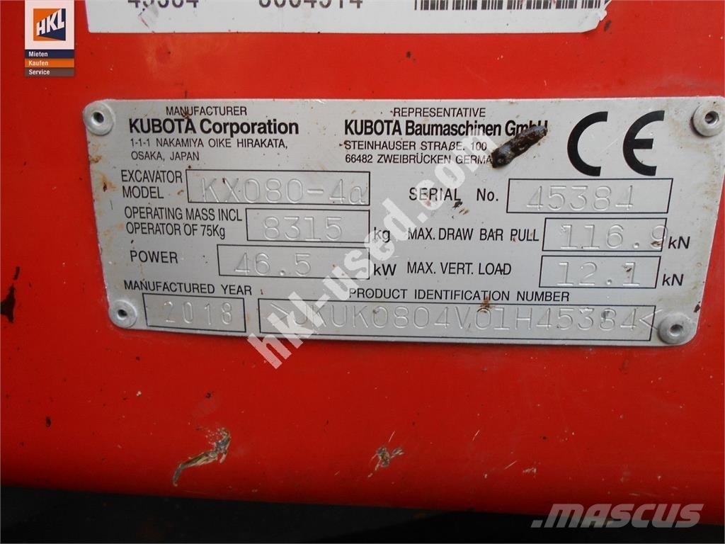 Kubota KX 080-4 小型挖掘机