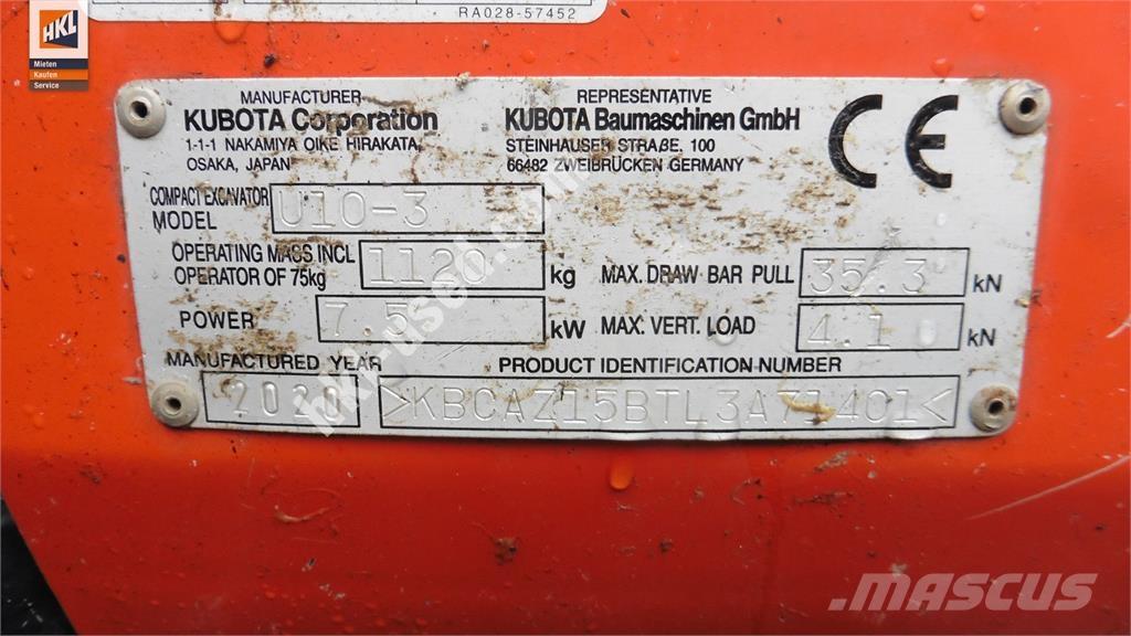 Kubota U 10-3 小型挖掘机