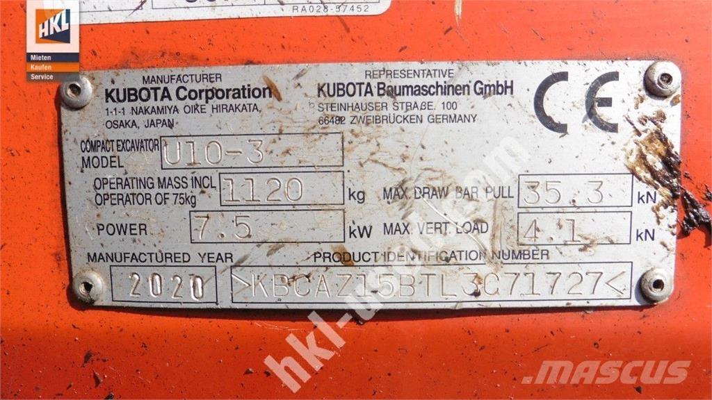Kubota U 10-3 小型挖掘机