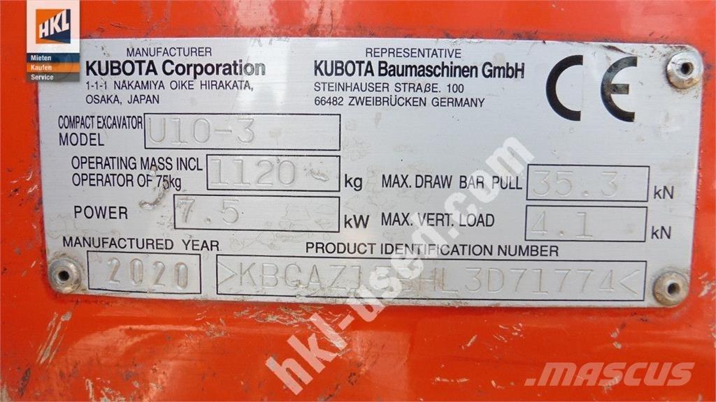 Kubota U 10-3 小型挖掘机