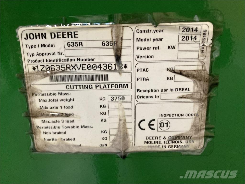 John Deere 635R 联合收割机头