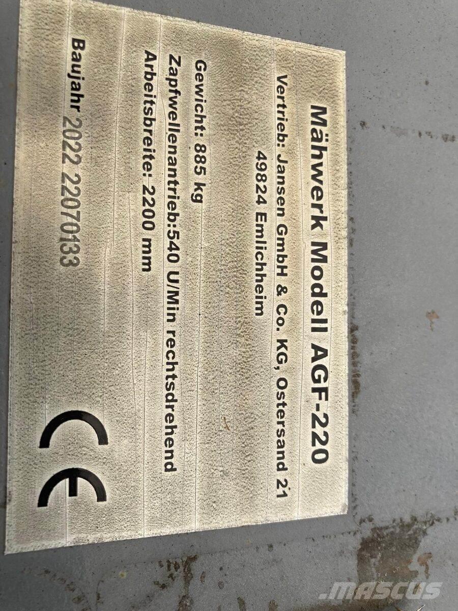 Jansen AGF 220 牧场割草机和切顶器