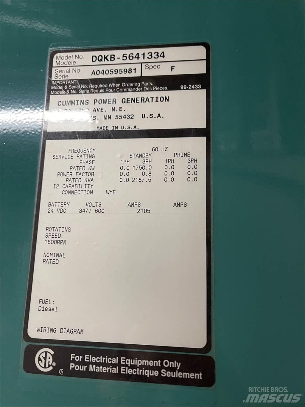 Cummins DQKB-5641334 柴油发电机