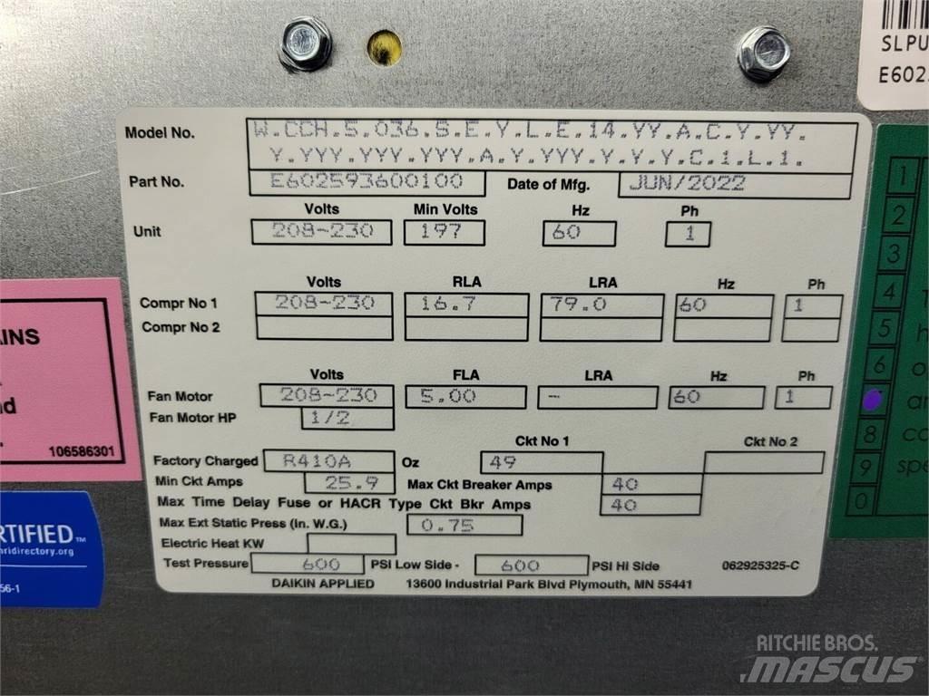  DAIKIN Enfinity 036 加热和解冻设备