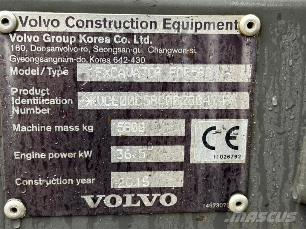 Volvo ECR 58 D 小型挖掘机